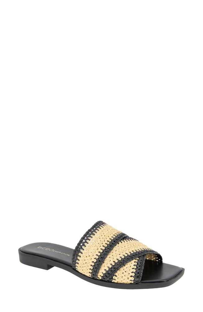 bcbg Lileen Slide Sandal in Black/Natural Cover