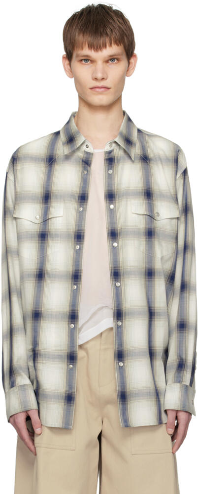 System Off-White & Navy Check Shirt Cover