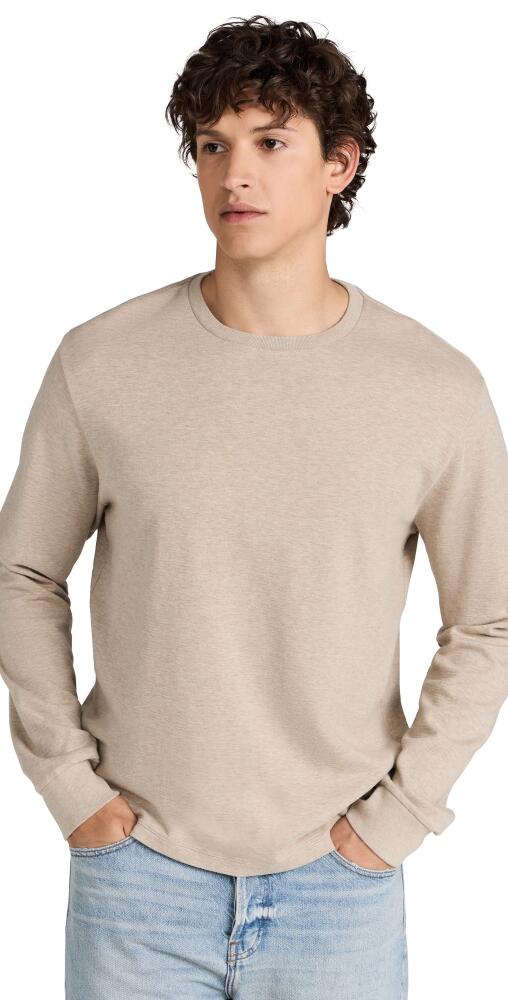 FRAME Duo Fold Long Sleeve Crew Tee Heathered Sand Beige Cover