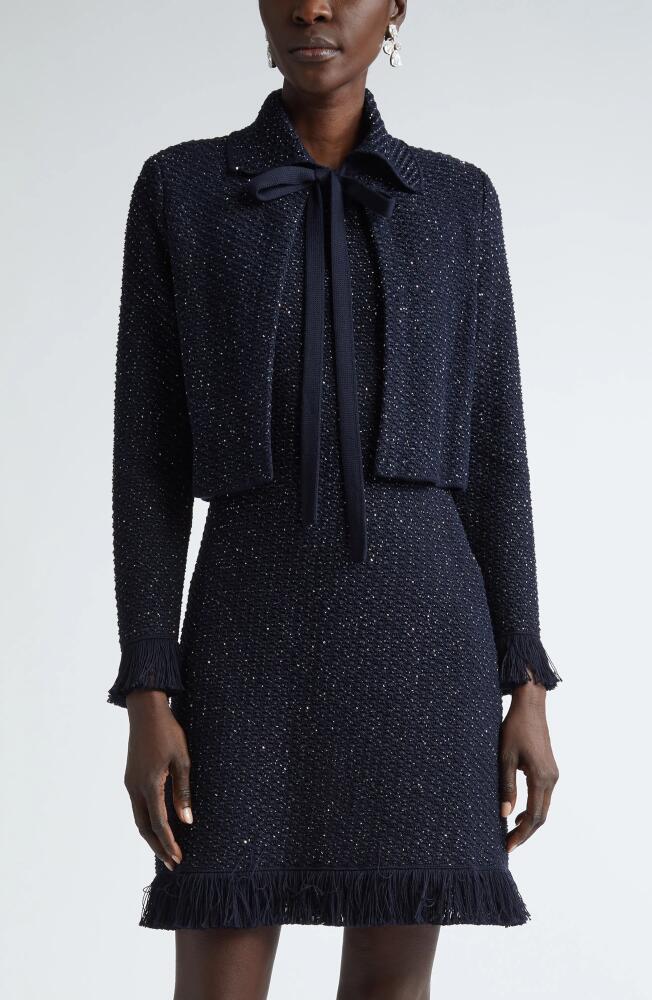 Oscar de la Renta Sequin Tweed Jacket in Navy Cover