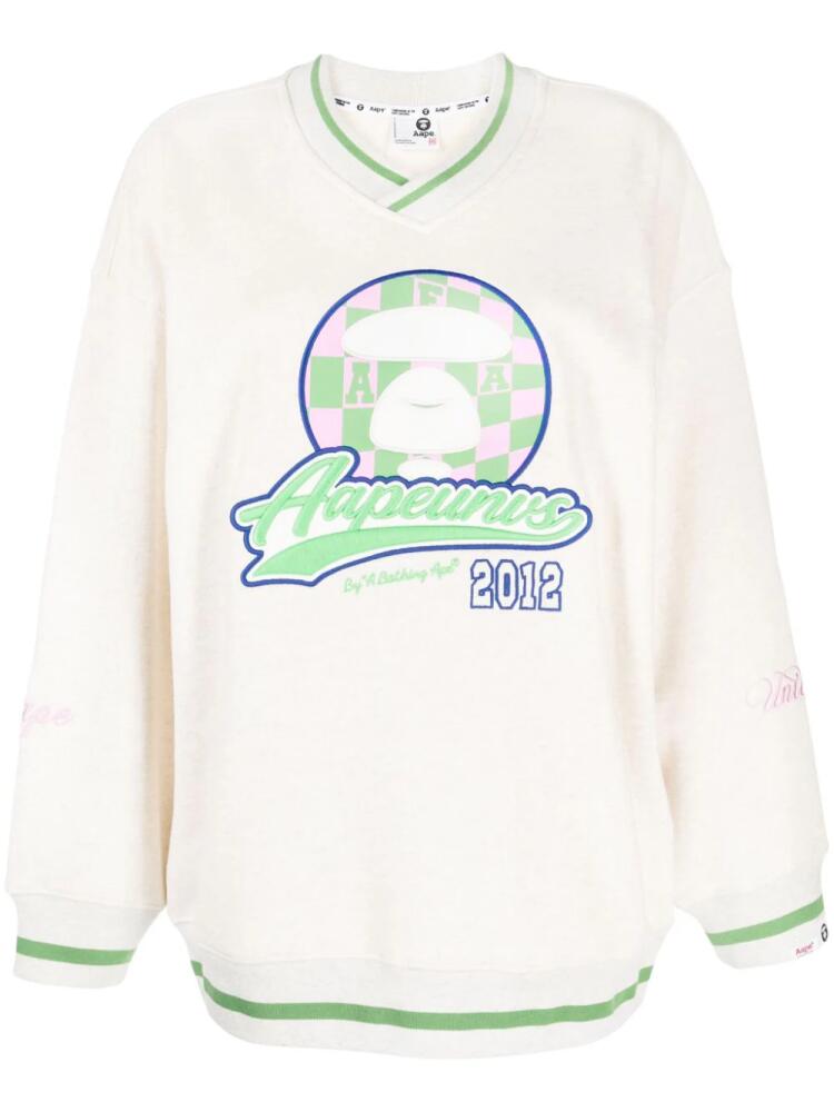 AAPE BY *A BATHING APE® logo-embroidered cotton sweatshirt - White Cover