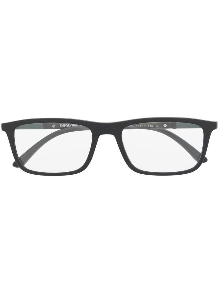 Emporio Armani matte-effect rectangle-frame glasses - Black Cover