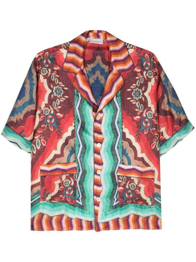 Pierre-Louis Mascia graphic-print silk shirt - Red Cover