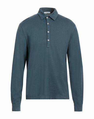 Boglioli Man Polo shirt Slate blue Cotton, Cashmere Cover