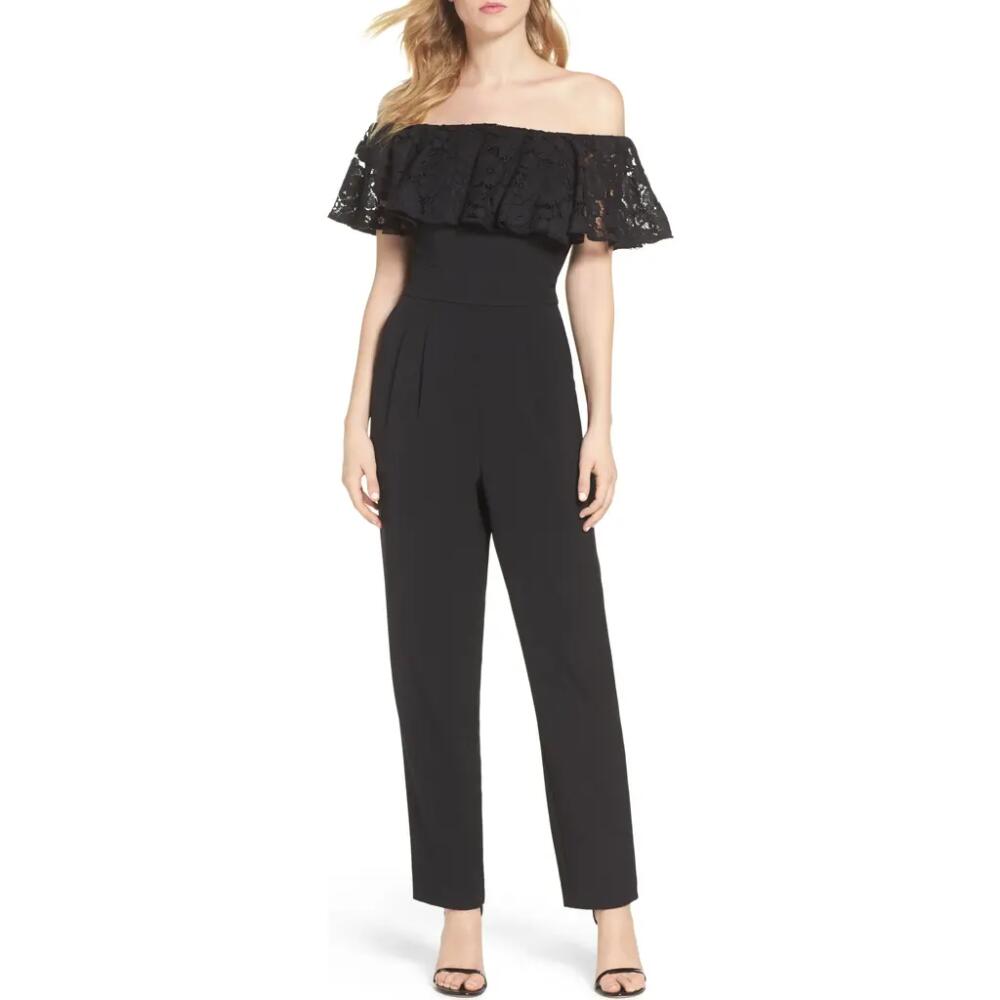 Eliza J Off the Shoulder Jumpsuit in Black Cover