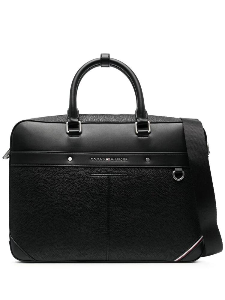 Tommy Hilfiger raised-logo slim laptop bag - Black Cover