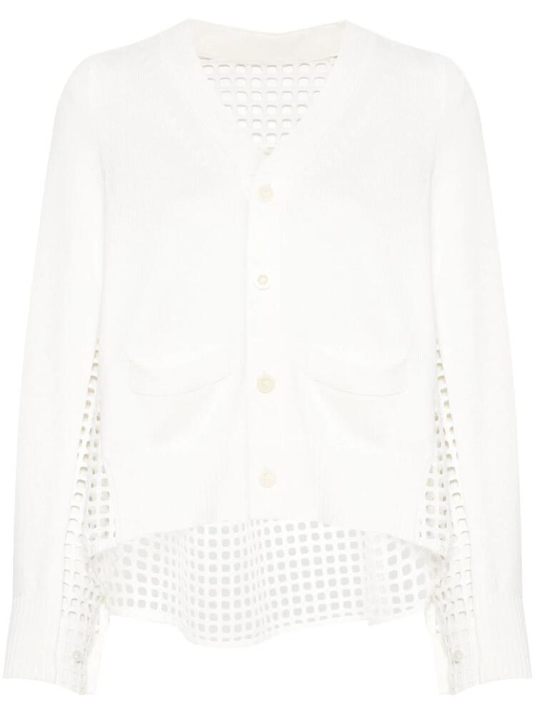 sacai panelled-design cardigan - White Cover