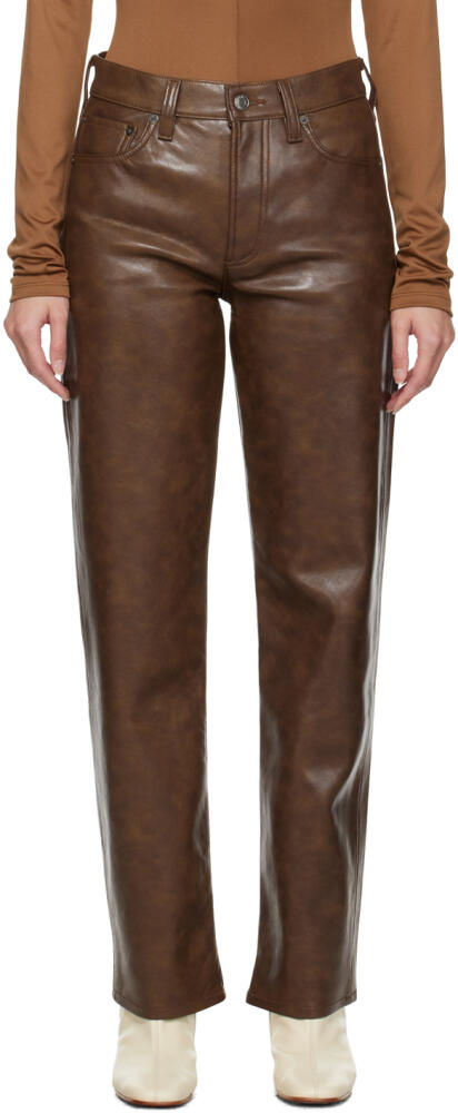 AGOLDE Brown Sloane Leather Pants Cover