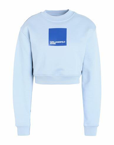 Karl Lagerfeld Jeans Klj Cropped Blocked Sweat Woman Sweatshirt Light blue Organic cotton, Recycled polyester Cover