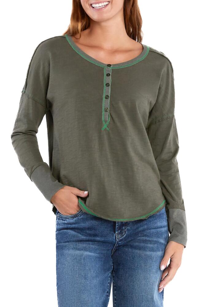 Billy T Parker Cotton Henley in Army Cover