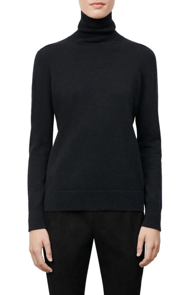 Lafayette 148 New York Metallic Trim Cashmere Turtleneck Sweater in Black Cover