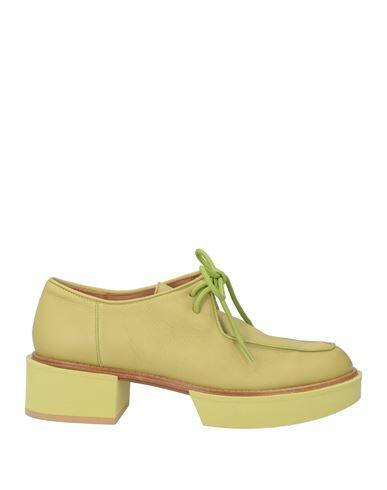 Paloma Barceló Woman Lace-up shoes Acid green Leather Cover