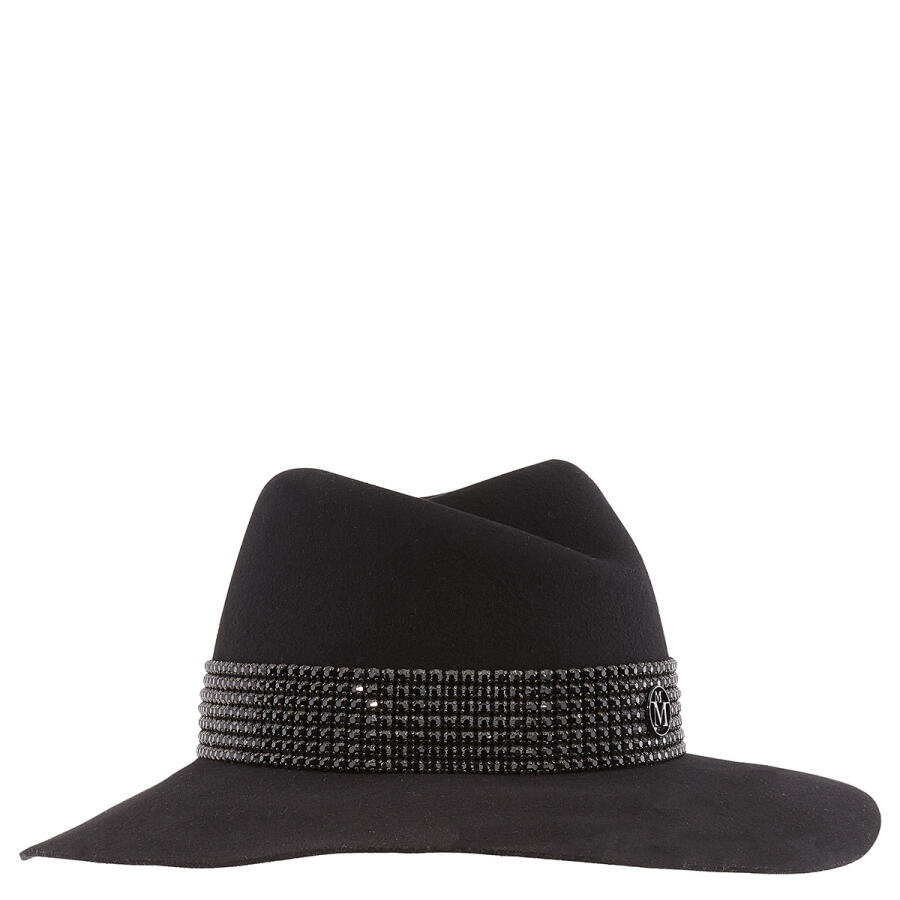 Maison Michel Ladies Black Virginie Studded Strass Fedora Hat Cover