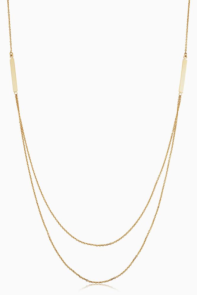 Oradina 14K Yellow Gold Brooklyn Bar Layered Necklace Cover