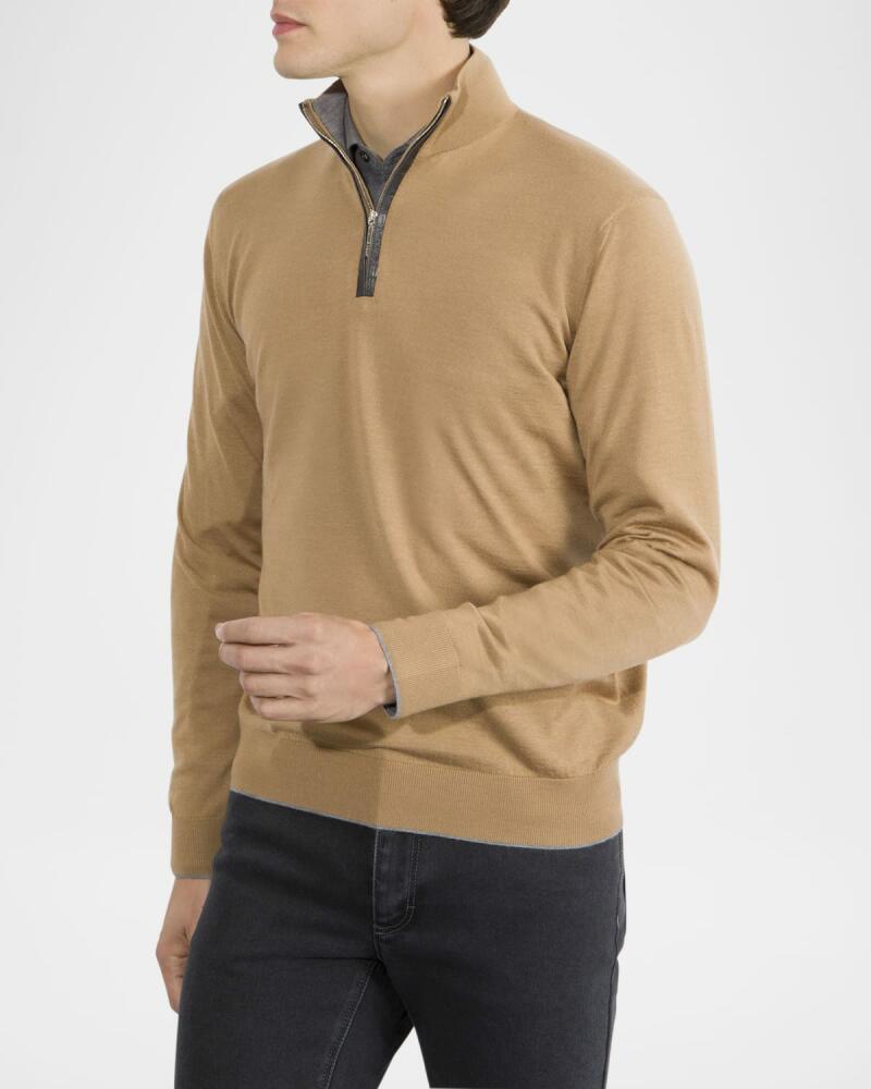 Stefano Ricci Men's Mock Neck Quarter-Zip Sweater Cover