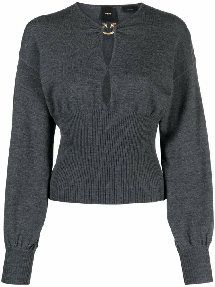 PINKO Love Birds-buckle wool jumper - Grey Cover