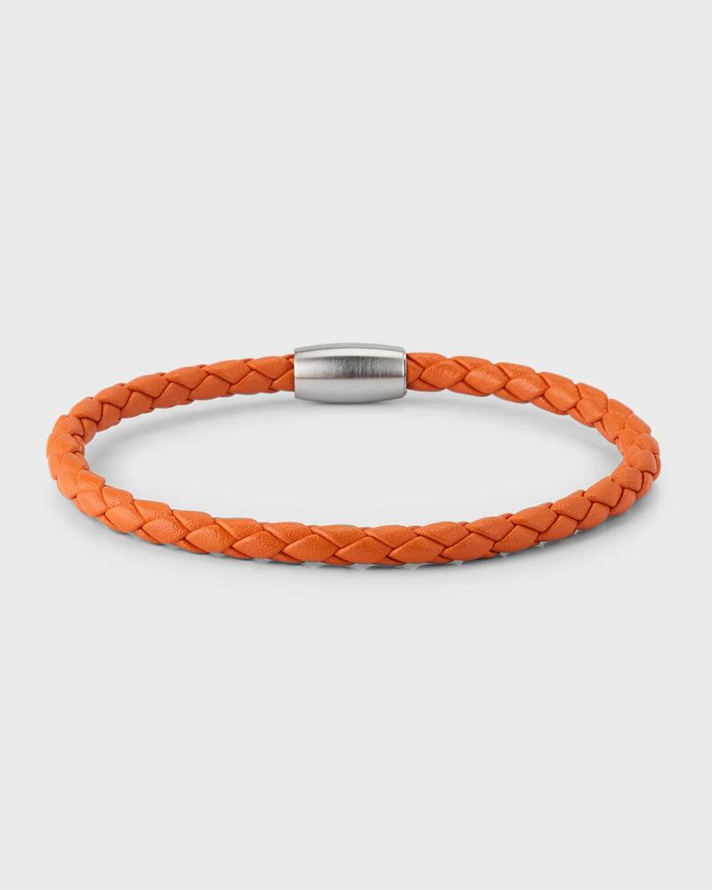 Jan Leslie Men's Braided Leather Magnetic Bracelet Cover