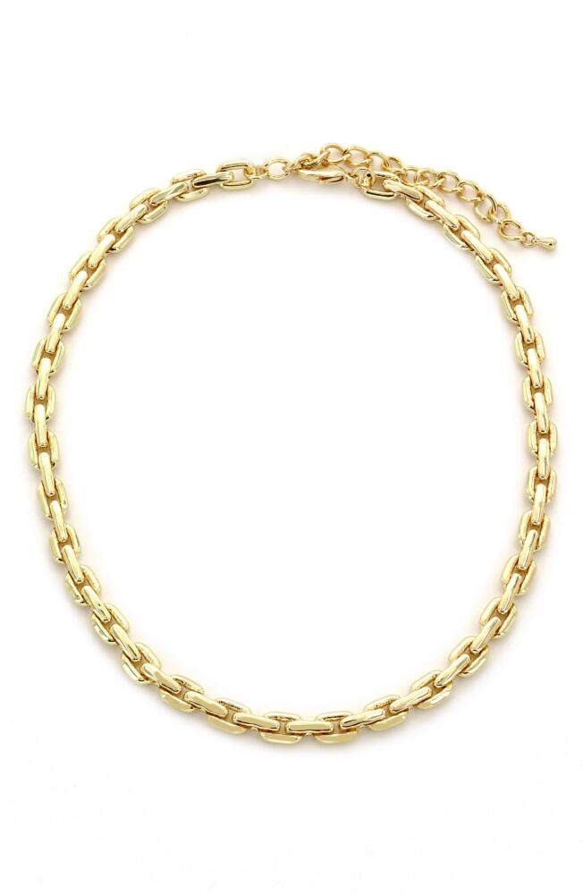 Panacea Flat Link Box Chain Collar Necklace in Gold Cover