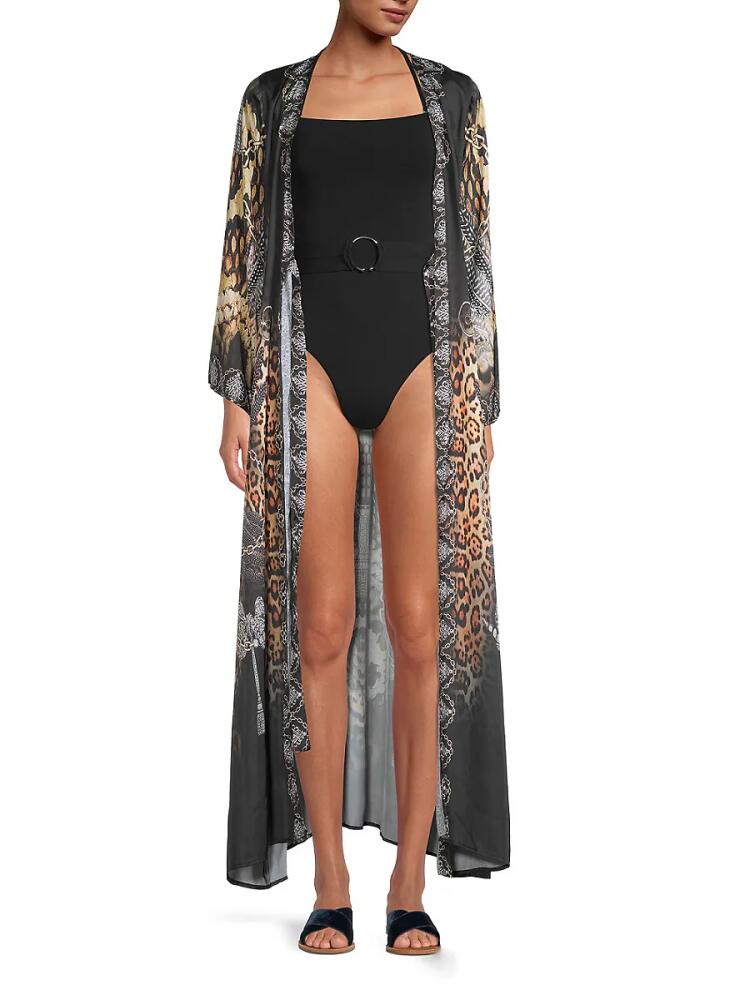 Ranee's Women's Print Kimono Cover-Up - Brown Cover