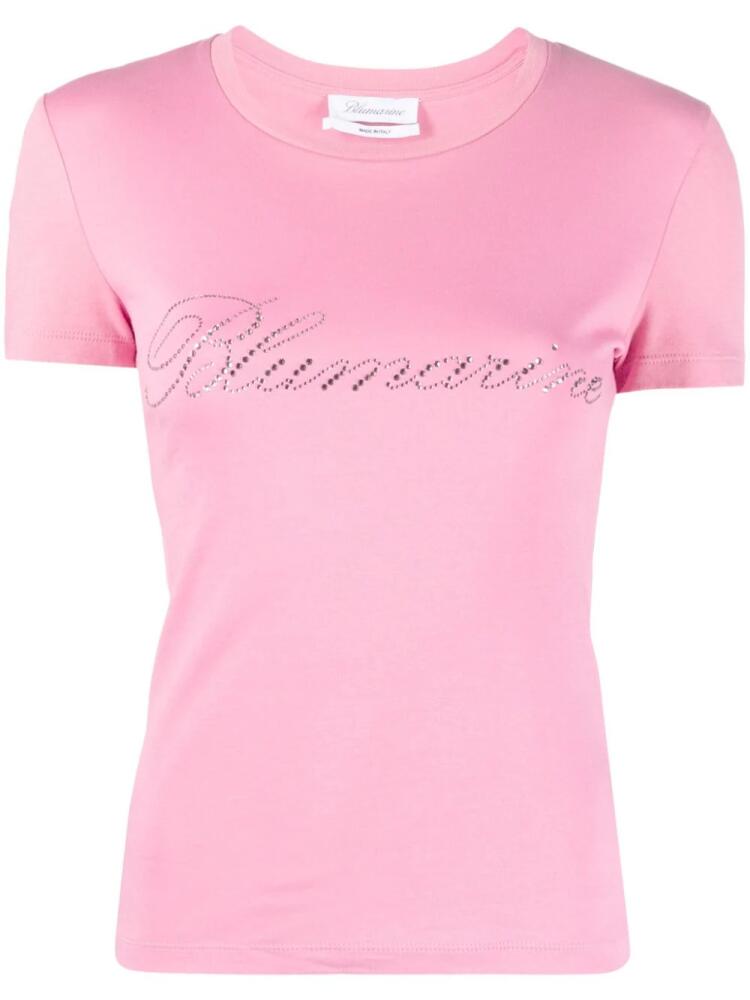 Blumarine logo-embellishment cotton T-shirt - Pink Cover