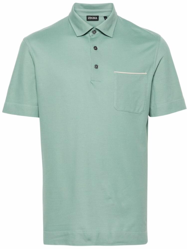 Zegna chest-pocket cotton polo shirt - Green Cover