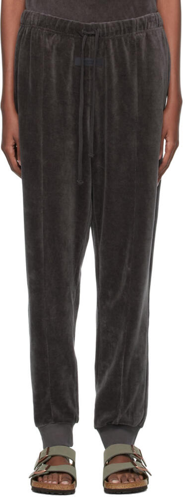 Fear of God ESSENTIALS Black Velour Lounge Pants Cover