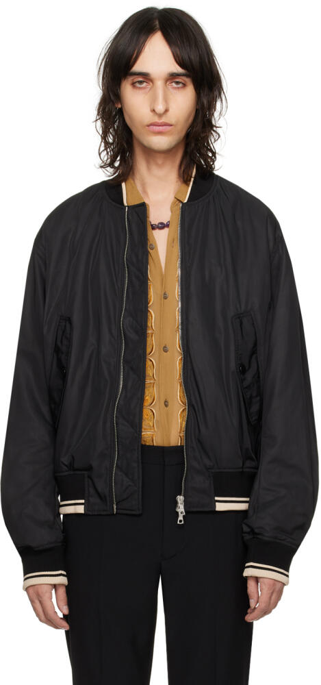 Dries Van Noten Black Zip Bomber Jacket Cover