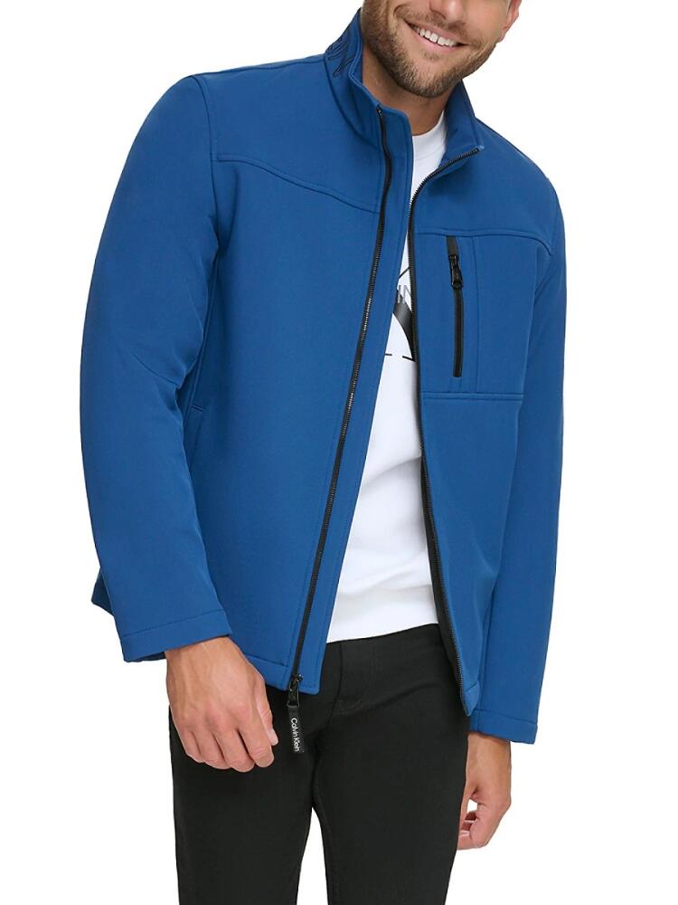 Calvin Klein Men's Regular Fit Stand Collar Jacket - Blue Edge Cover