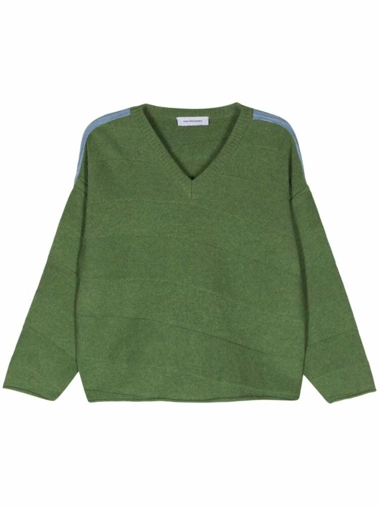 Kiko Kostadinov Delian V-neck jumper - Green Cover