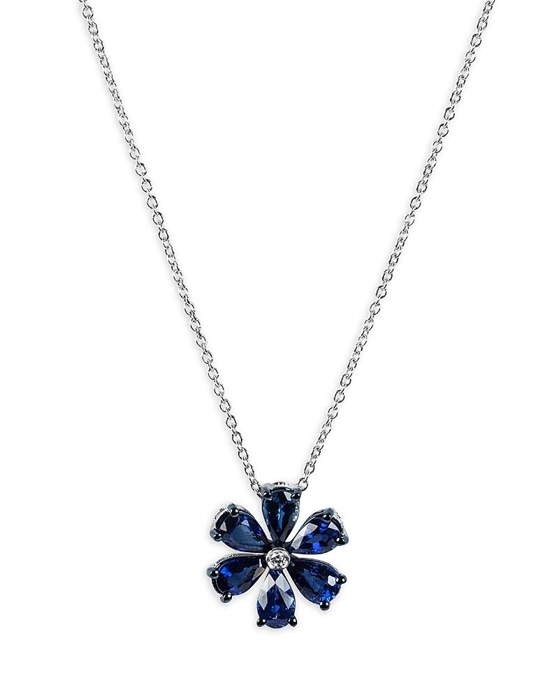 Zydo 18K White Gold Luminal Sapphire & Diamond Floral Pendant Necklace, 16 Cover