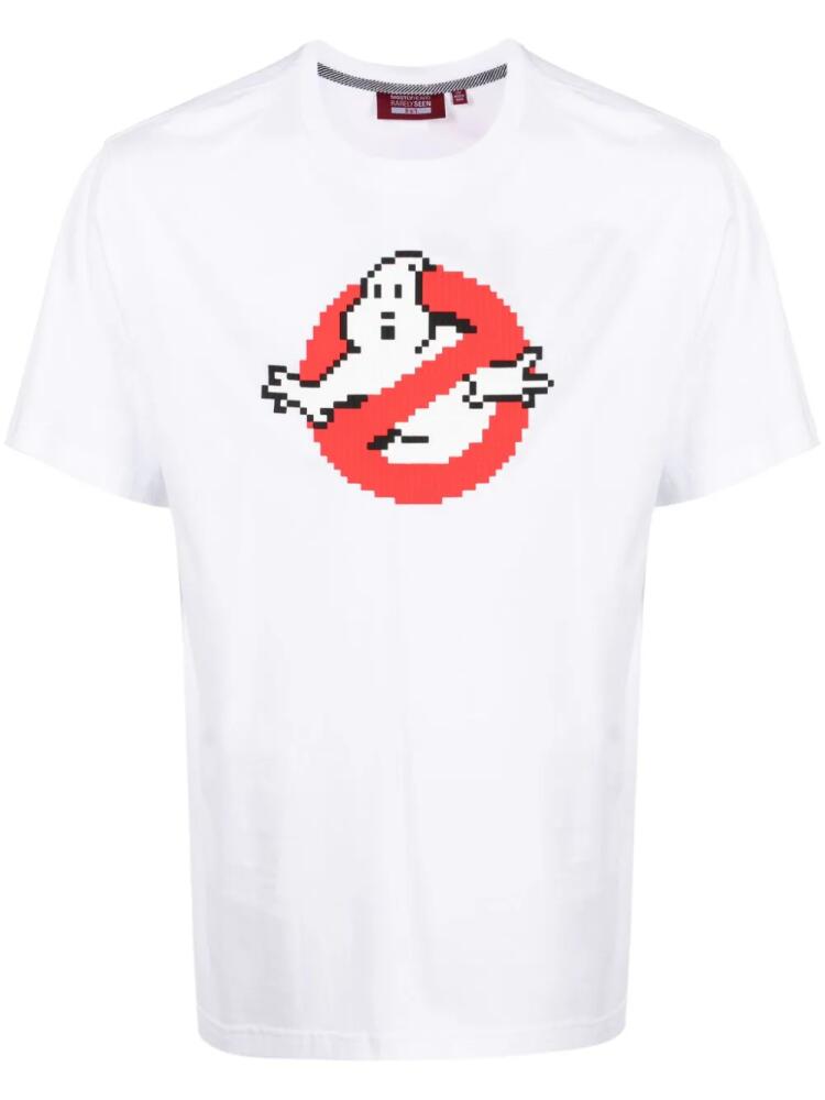 Mostly Heard Rarely Seen 8-Bit Ghost Catcher cotton T-shirt - White Cover