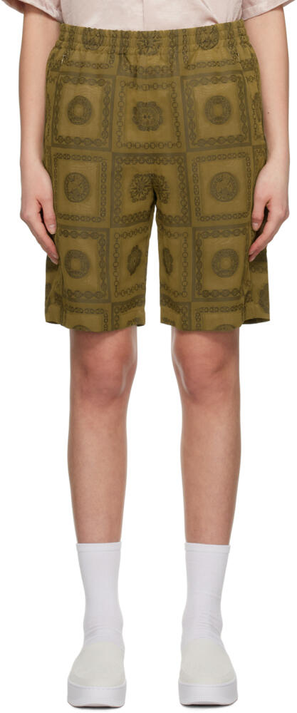 NEEDLES Khaki Graphic Shorts Cover