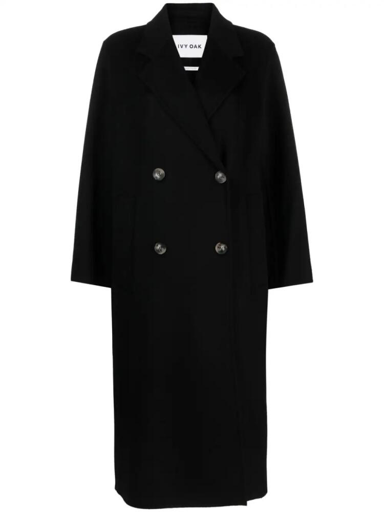 IVY OAK double-breasted wool midi coat - Black Cover