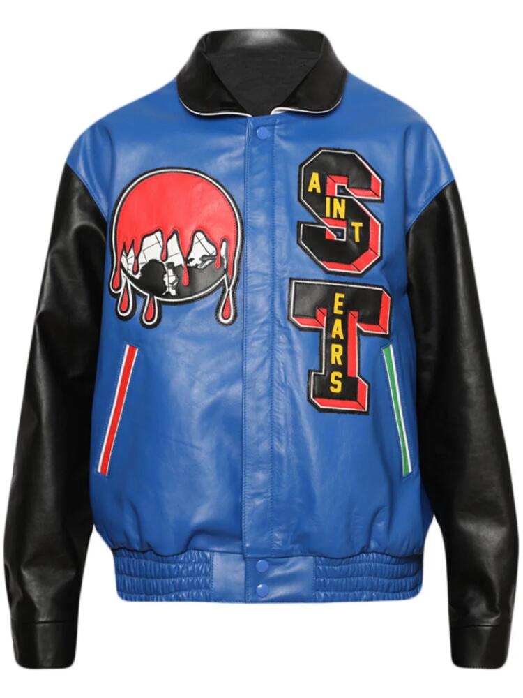 SAINT MXXXXXX x Denim Tears leather varsity jacket - Black Cover