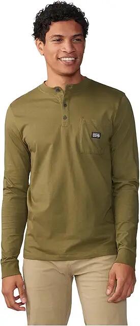 Mountain Hardwear Cotton Ridge Long Sleeve Henley (Combat Green) Men's Clothing Cover