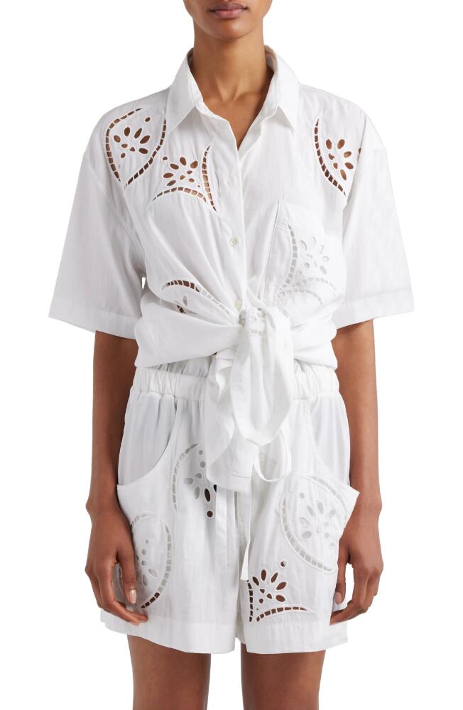 Isabel Marant Bilya Eyelet Button-Up Shirt in White Cover