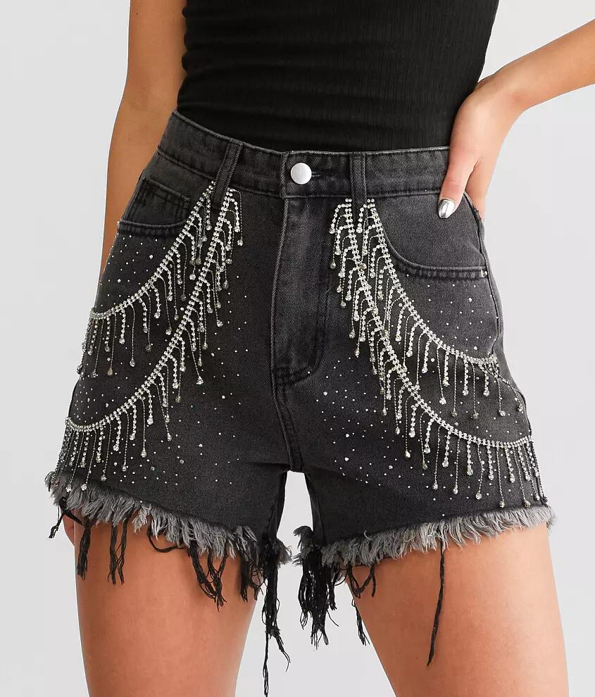 Blue B Ultra High Rise Rhinestone Fringe Short Cover