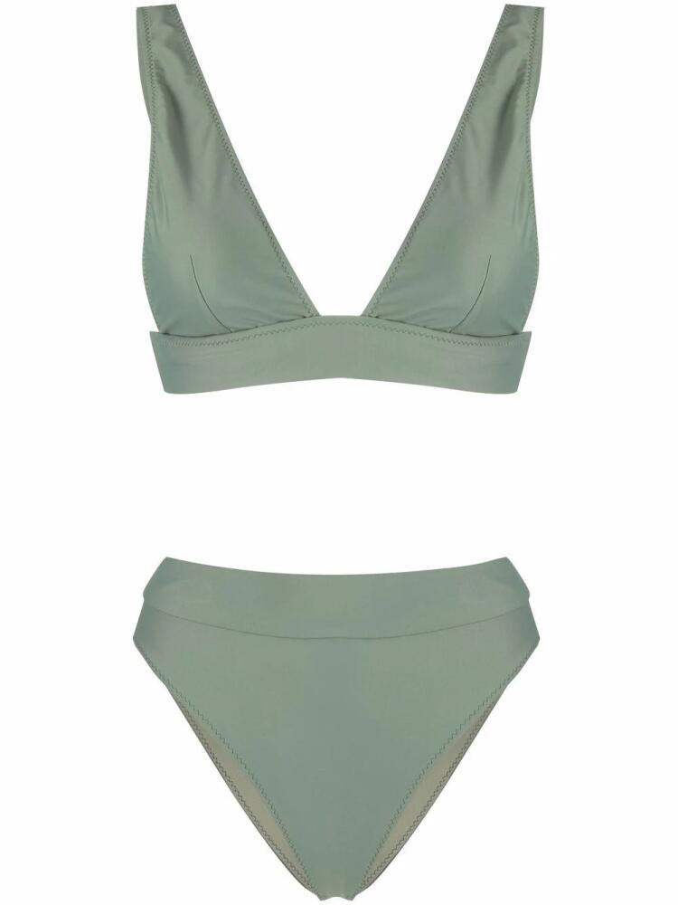 Noire Swimwear high-waisted V-neck bikini set - Green Cover