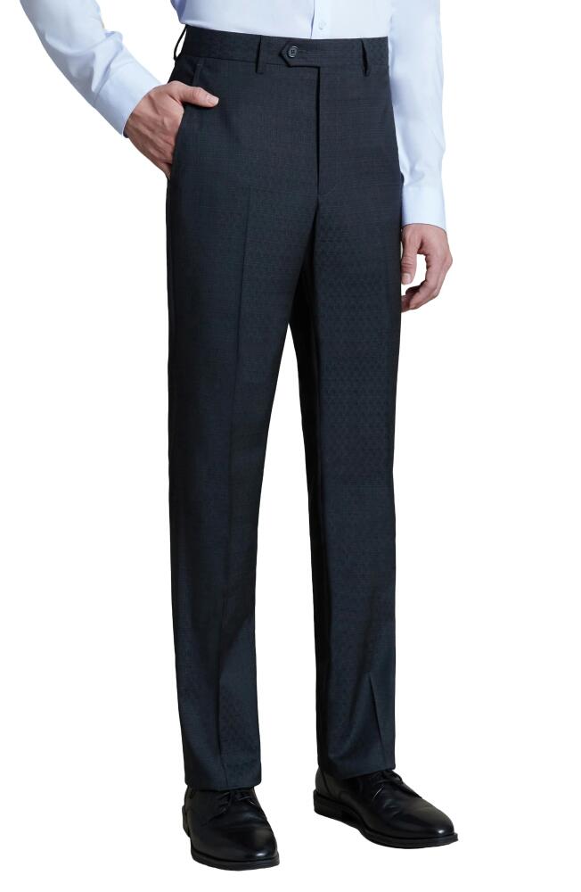 Santorelli Flat Front Stretch Wool Dress Pants in Charcoal Cover