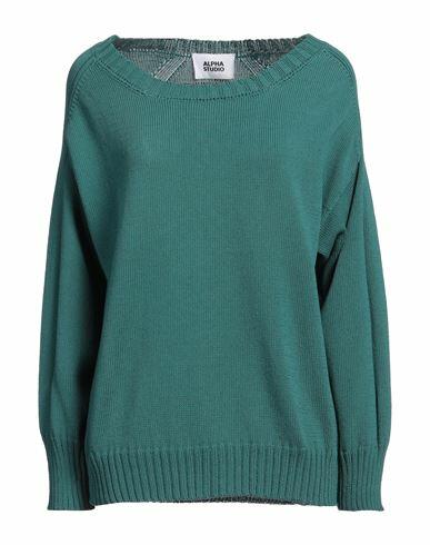 Alpha Studio Woman Sweater Emerald green Cotton Cover