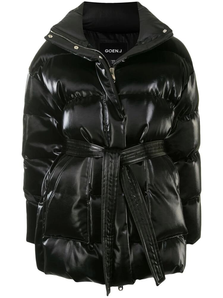 Goen.J oversized glossed down jacket - Black Cover