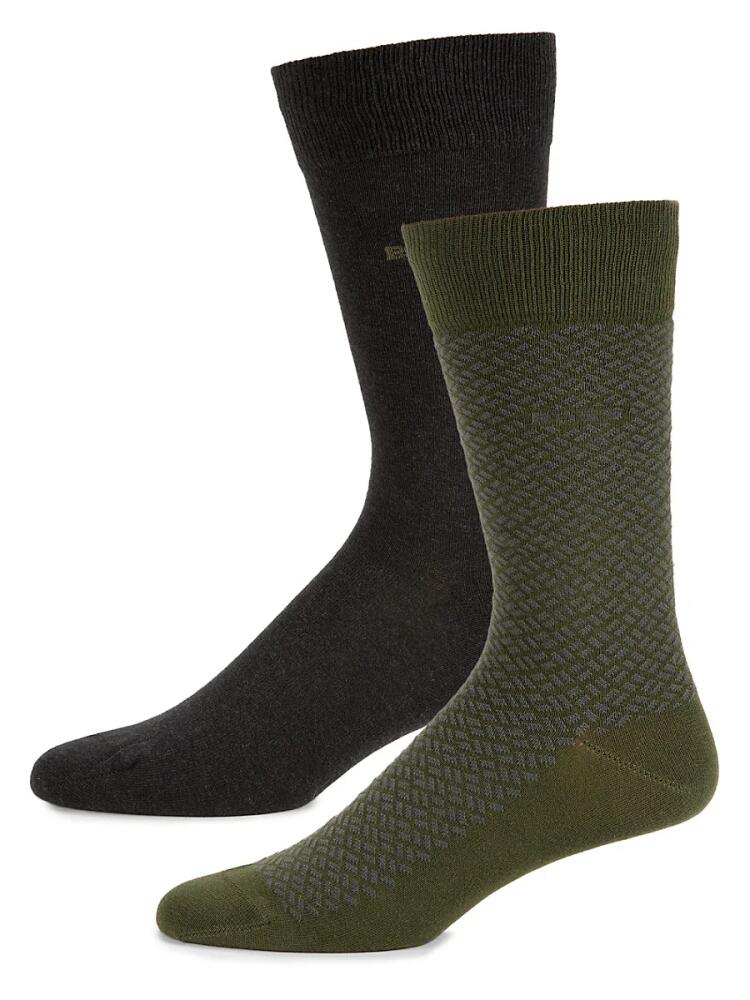 BOSS Men's 2-Pack Pattern Crew Socks - Green Cover