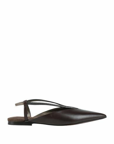 Brunello Cucinelli Woman Ballet flats Dark brown Leather Cover