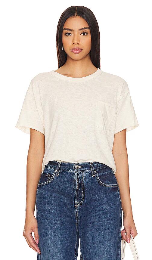 LNA Metallic Thread Cotton Pocket Tee in White Cover