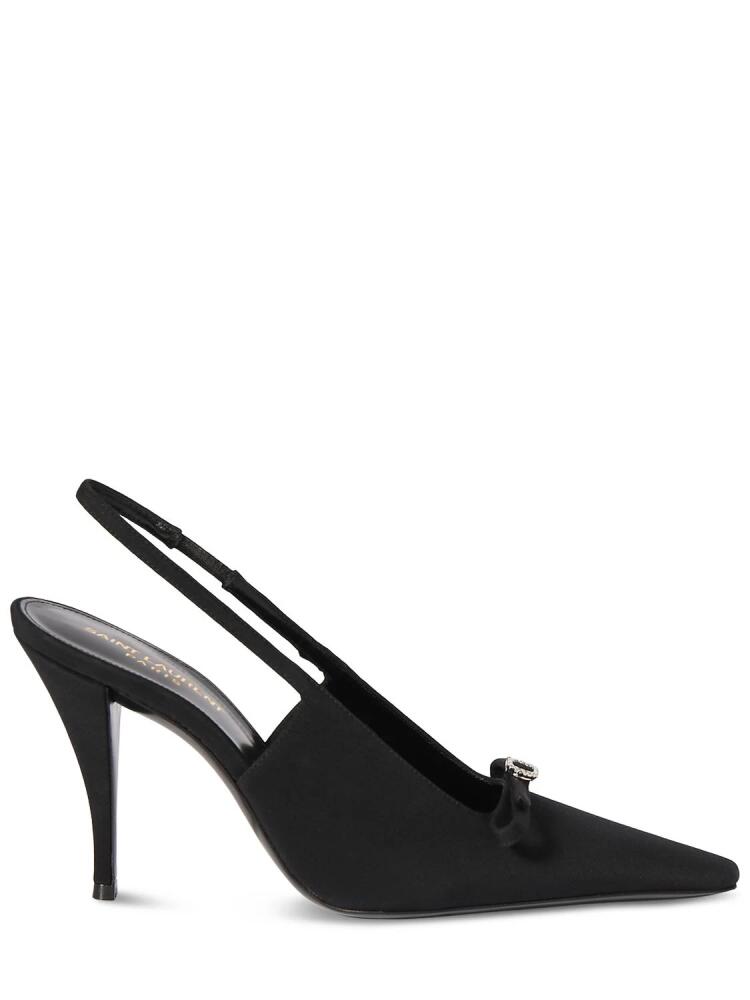 SAINT LAURENT 95mm New Square Toe Silk Slingback Pumps Cover