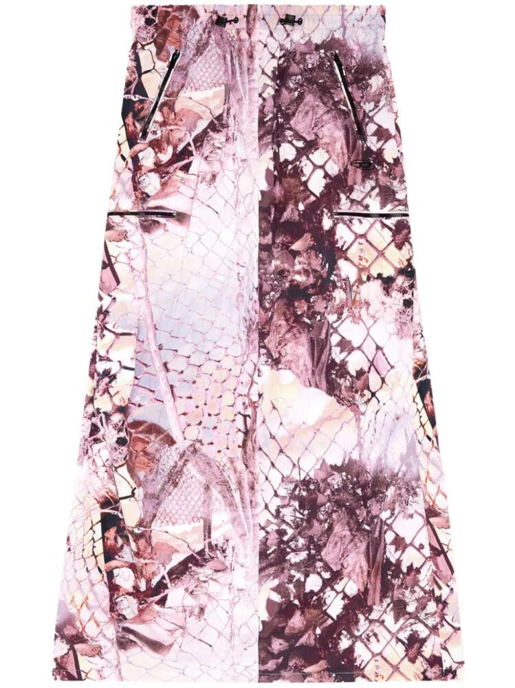 Diesel O-Diamy-N1 snake-print skirt - Pink Cover