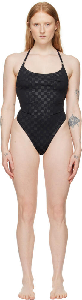 MISBHV Black Monogram One-Piece Swimsuit Cover