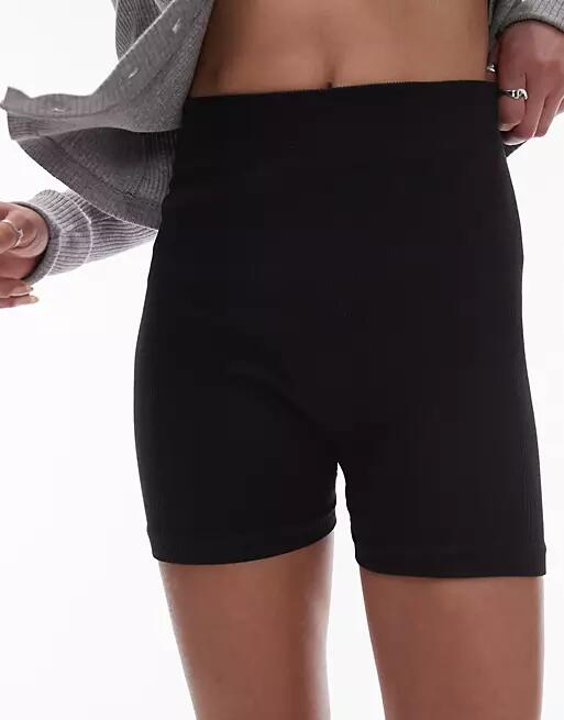 Topshop seamless cropped knicker shorts in black - part of a set Cover