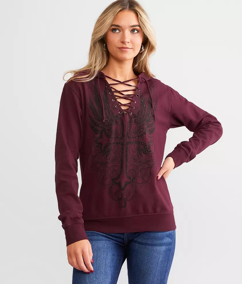 Affliction Free Lace-Up Hooded Sweatshirt Cover