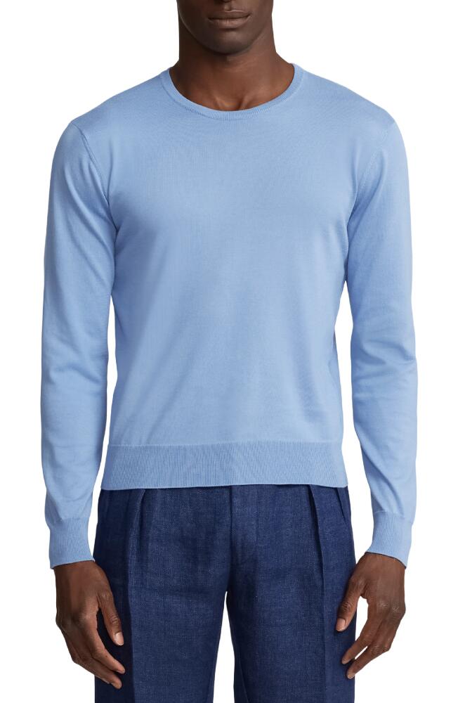 Ralph Lauren Purple Label Cotton Crewneck Sweater in Cornflower Blue Cover